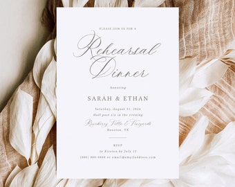 Rehearsal Dinner Invitation Template, Calligraphy, Printable, Editable Rehearsal Invitation, Templett INSTANT Download