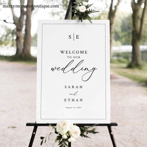 Wedding Welcome Sign, Minimalist Wedding Monogram, Editable, Welcome to Our Wedding Sign Template, Printable, Templett INSTANT Download