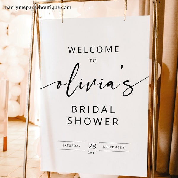 Bridal Shower Welcome Sign Template, Modern Calligraphy, Editable, Welcome to the Bridal Shower Sign, Printable, Templett INSTANT Download