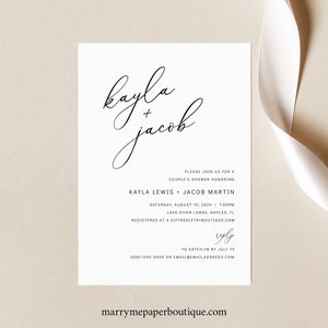 Couples Shower Invitation Card Template, Modern Elegance, Editable Couples Shower Invite, Printable, Templett INSTANT Download