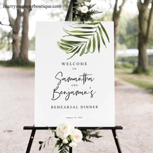 Tropical Rehearsal Dinner Welcome Sign Template, Rehearsal Dinner Sign Printable, Beach Wedding, Templett INSTANT Download