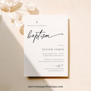 Baptism Invitation Template, Modern & Classic, Editable Baptism Invite, Modern Baptism Invitation Card Printable, Templett INSTANT Download