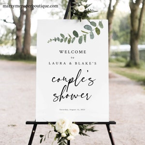 Couples Shower Welcome Sign Template, Eucalyptus Greenery, Shower Welcome Sign, Poster, Printable, Editable, Templett INSTANT Download