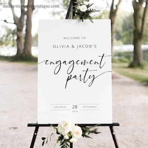 Engagement Party Welcome Sign Template, Modern Calligraphy, Editable, Minimalist Engagement Sign, Printable, Templett INSTANT Download