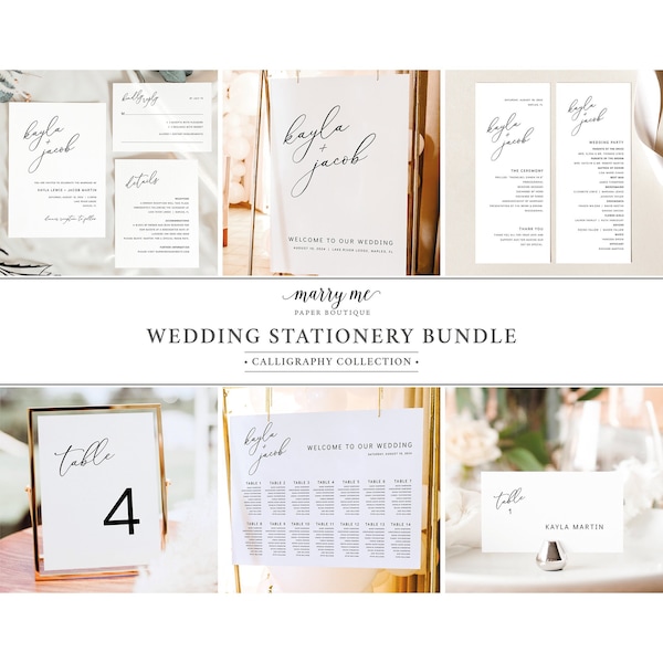 Wedding Stationery Bundle Templates, Modern Elegance, Editable, Elegant Wedding Invitation Bundle, Printable, Templett INSTANT Download