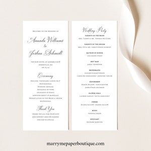 Elegant Wedding Program Template,  Editable Program, Printable, Templett INSTANT Download, Traditional, Calligraphy