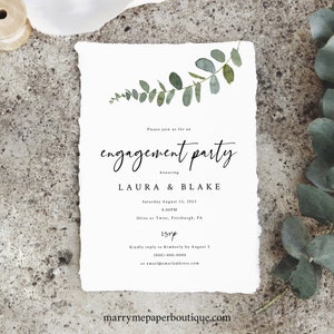 Engagement Party Invitation Template, Eucalyptus Greenery, Engagement Party Invite, Printable, Templett INSTANT Download, Editable
