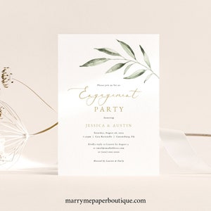 Engagement Party Invitation Template, Olive Leaf Greenery, Engagement Party Invite, Printable, Editable, Templett INSTANT Download