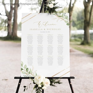 Wedding Seating Chart Template, Greenery Hexagonal, Printable Wedding Seating Plan Sign, Templett INSTANT Download, Editable