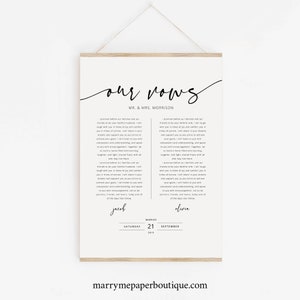 Wedding Vows First Anniversary Gift Template, Poster Size, Wedding Vows Wall Art, Printable, Templett Instant Download, Try Before Purchase