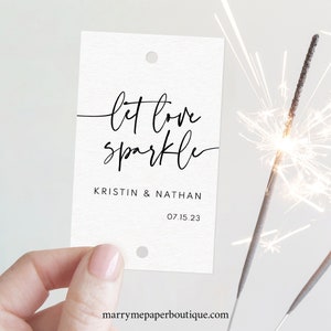 Sparkler Tag Template, Modern & Contemporary, Simple Wedding Sparker Tags, Printable, Editable, Clean, Minimal, Templett INSTANT Download