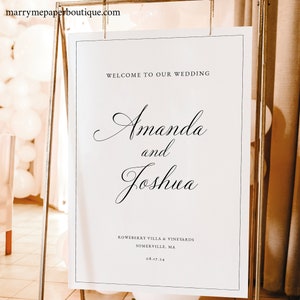 Wedding Welcome Sign Template, Traditional Wedding Calligraphy & Border, Welcome To Our Wedding Sign, Printable, Templett INSTANT Download