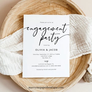 Engagement Party Invitation Template, Modern Calligraphy, Engagement Party Invite, Printable, Templett INSTANT Download,  Editable