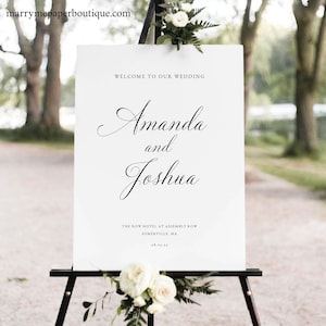 Wedding Welcome Sign Template, Calligraphy, Traditional Wedding Sign, Printable, Templett INSTANT Download, Editable image 1