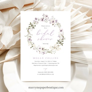 Bridal Shower Invitation Template, Rustic Lavender Flowers, Editable, Bridal Shower Invitation Card, Printable, Templett INSTANT Download