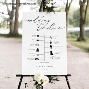 Wedding Timeline Sign Template, Classic & Elegant, Wedding Itinerary Sign, Poster Printable, Order of Events Sign, Templett INSTANT Download