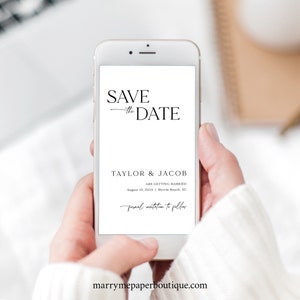 Digital Save the Date Text Invitation Template, Modern & Classic, Editable, Electronic Save The Date Invite, Templett INSTANT Download