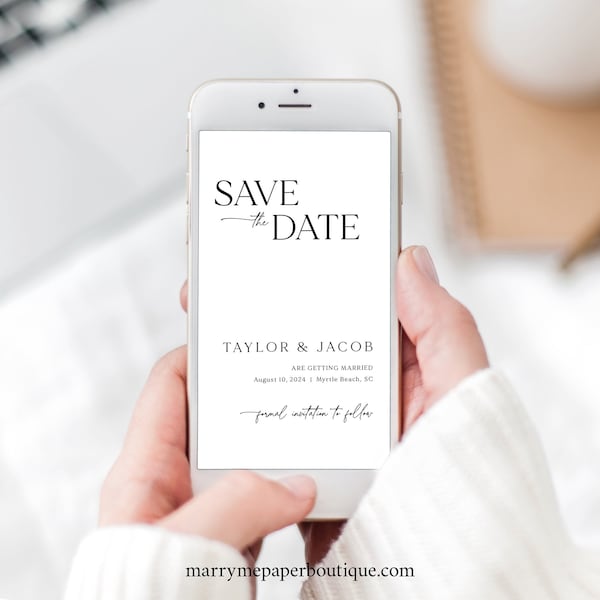 Digital Save the Date Text Invitation Template, Modern & Classic, Editable, Electronic Save The Date Invite, Templett INSTANT Download