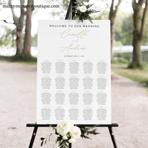 Seating Chart Template, Editable & Printable Instant Download, Templett, Try Before Purchase, Stylish Gold Script