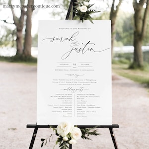 Wedding Ceremony Program Sign Template, Classic & Elegant, Wedding Program Sign Board Printable, Editable, Templett INSTANT Download