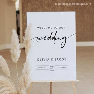 Wedding Welcome Sign Template, Modern Calligraphy, Editable, Modern Welcome to Our Wedding Sign, Printable, Templett INSTANT Download