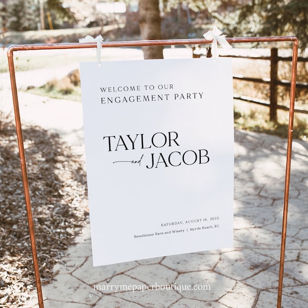 Engagement Party Welcome Sign Template, Modern & Classic, Editable, Modern Engagement Party Sign, Printable, Templett INSTANT Download