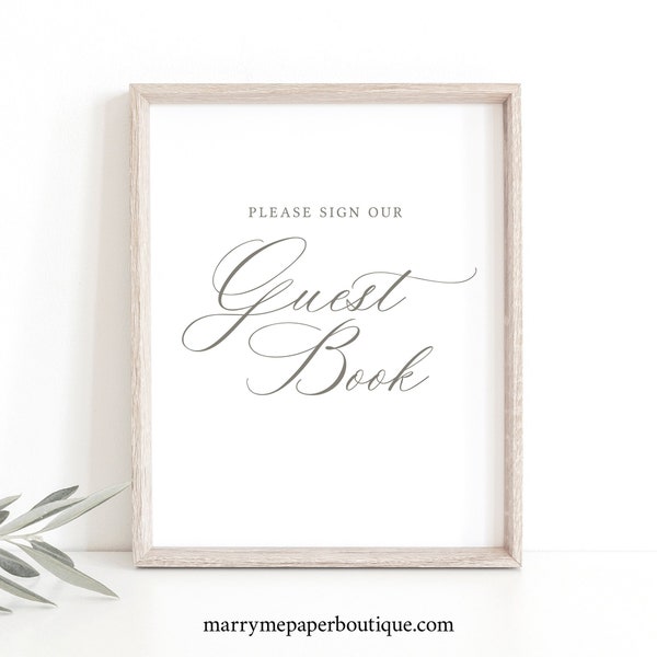 Wedding Guest Book Sign Template, Calligraphy, 8x10, Please Sign Our Guestbook Sign, Printable, Editable, Templett INSTANT Download
