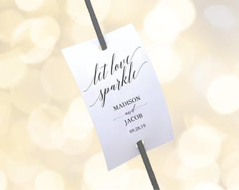 navy wedding sparkler tag template let love sparkle editable etsy