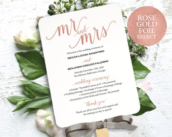 wedding program fan etsy
