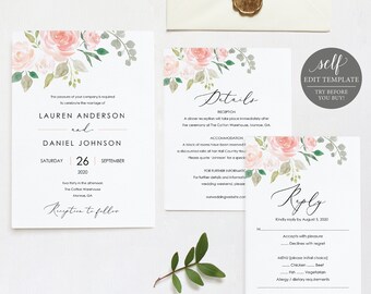 printable wedding invitation etsy