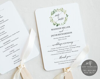 Items Similar To Wedding Program Template Fan Starfish Mint Diy