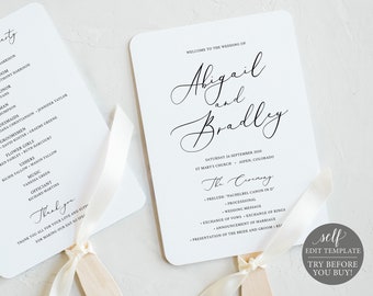 Wedding Program Fan Etsy