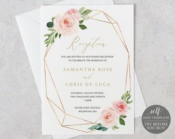 wedding reception invitation etsy