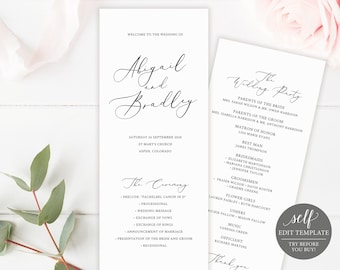 wedding program template etsy