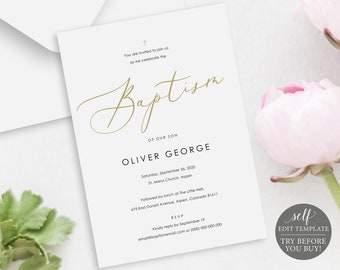 floral baptism invitation template try before you buy etsy