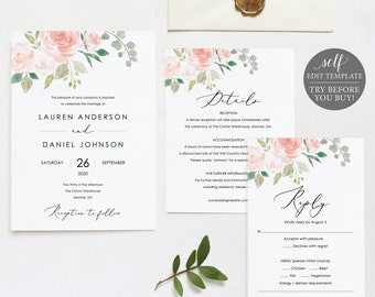 printable wedding invitation etsy