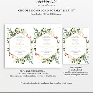 Winter Berry Invitation Template Set, Christmas Wedding Invitation Printable, Details & RSVP, Editable Templett, Instant Download image 6