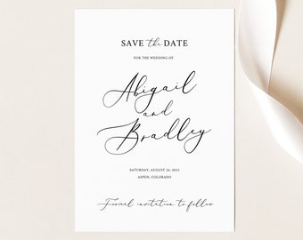 Save the Date Template, Editable Instant Download, Try Before Purchase, Elegant Script