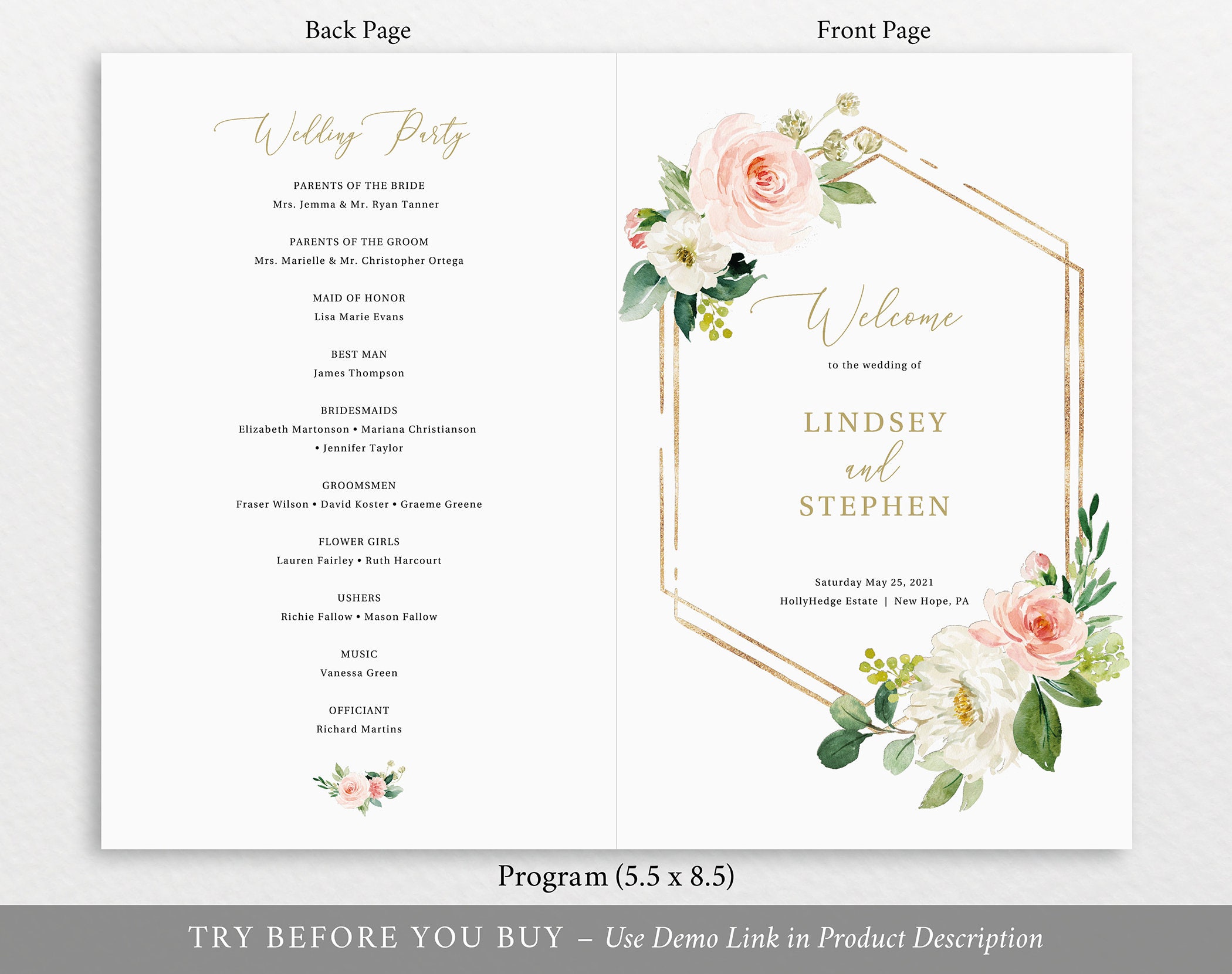 wedding-program-template-folded-editable-instant-download-etsy