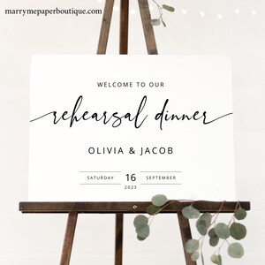 Rehearsal Dinner Welcome Sign Template, Modern Calligraphy, Printable Rehearsal Dinner Sign ...