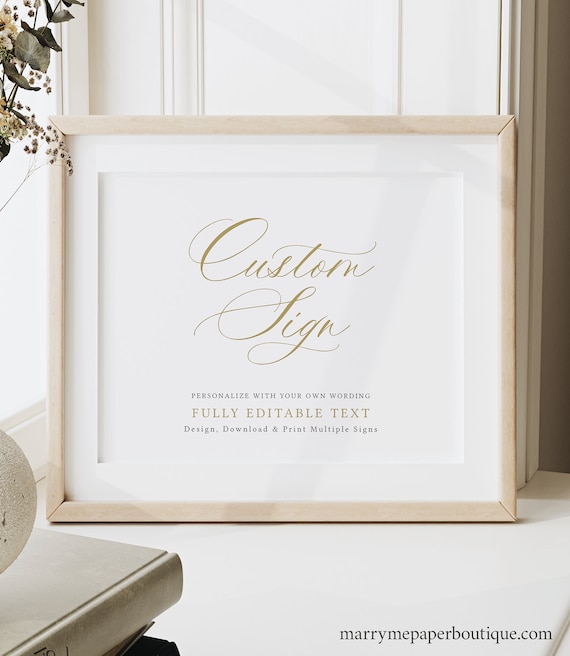 Wedding Sign Bundle Template, Calligraphy Design in Gold, Editable, Wedding Signs Bundle, Printable, Landscape, Templett INSTANT Download