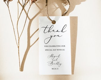 Thank You Favor Tag Template,  Editable Instant Download, Try Before Purchase, Elegant Calligraphy