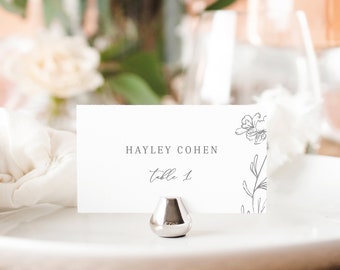 Place Card Template, Try Before Purchase,  Editable Instant Download, Elegant Botanical