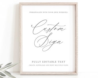 Wedding Sign Bundle Template, Modern Stylish Script, Wedding Signs, Editable Wedding Table Signs, Printable, 8x10, Templett INSTANT Download