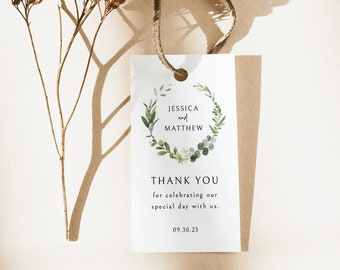 Favor Tag Template, Editable Gift Tag Printable, Templett Instant Download, Try Before Purchase, Elegant Greenery