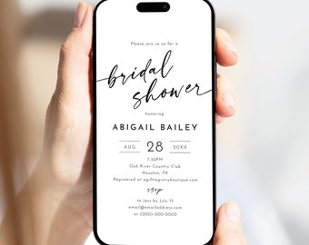 Digital Bridal Shower Text Invitation Template, Minimalist Calligraphy, Editable Modern Bridal Shower Text Invite, Templett INSTANT Download