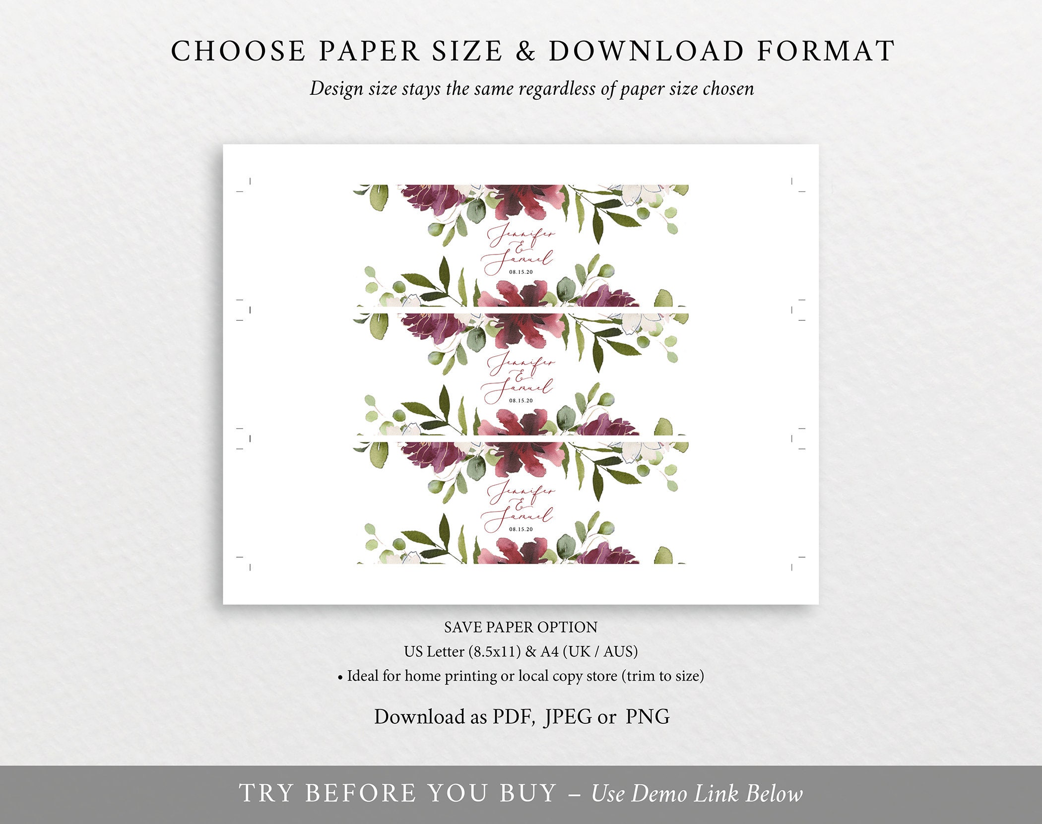 Water Bottle Label Template, TRY BEFORE You BUY, Water Bottle Labels Printable, Editable Instant ...