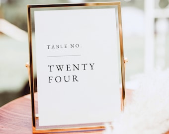 Classic Table Number Sign Template, Simple Wedding Table Number Card Template, Printable, Editable, Elegant, Templett INSTANT Download