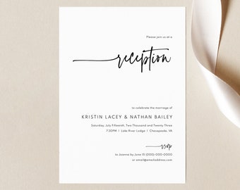 Reception Invitation Template, Modern Contemporary, Simple Reception Evening Invitation, Printable, Templett INSTANT Download, Editable