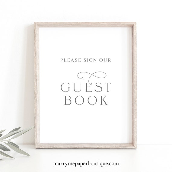 Wedding Guest Book Sign Template, Elegant Wedding, Please Sign Our Guestbook Sign, Printable, Editable, Templett INSTANT Download